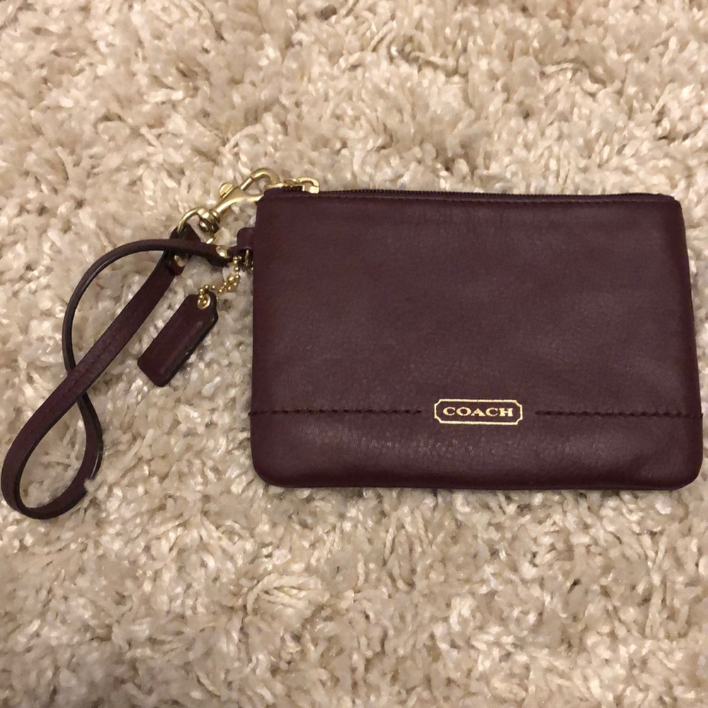 Coach Dark Purple Leather Wristlet